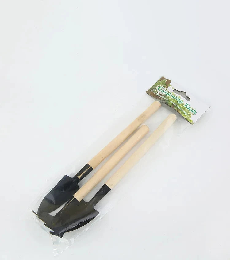 3 Pcs Plant Potted Bonsai Tool Gardening Kit Shovel Flower Pot Mini Spade Rake Wooden Handle Balcony Planting Tools
