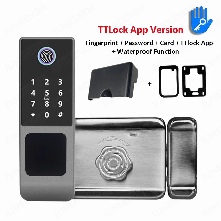 Tuya WiFi Double Side Fingerprint Door Lock IP66 Waterproof Passcode RFID Card Remote App Smart Lock For Outdoor Courtyard Gate