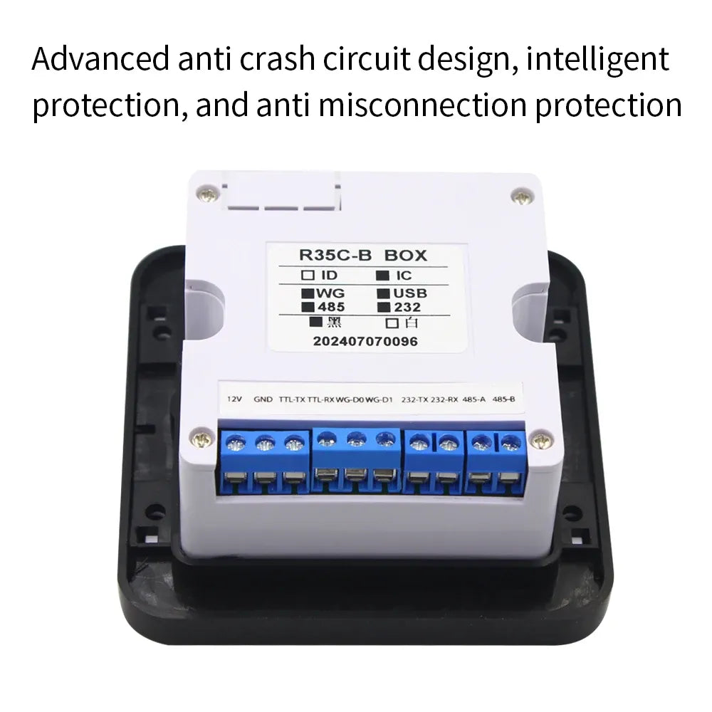 DC12V 125Khz/13.56Mhz RFID Barcode 2D QR Code Reader Access Control Reader Wigand USB RS232 RS485 Interface 86*86MM