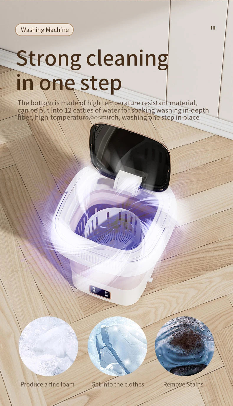 Tidesmit 9L foldable portable washing machine with LCD display and spin dryer for underwear and socks