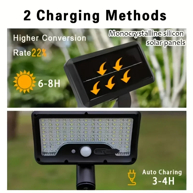 2-Pack Clip-On 60LED Solar Lights, 2 Adjustable Installation Modes, Solar Powered No Wiring Needed, 1500Mah Battery, Motion Sensor Auto On, for Yard, Fence, Balcony, Railing & Garage Lighting, Perfect Gift for Housewarming &