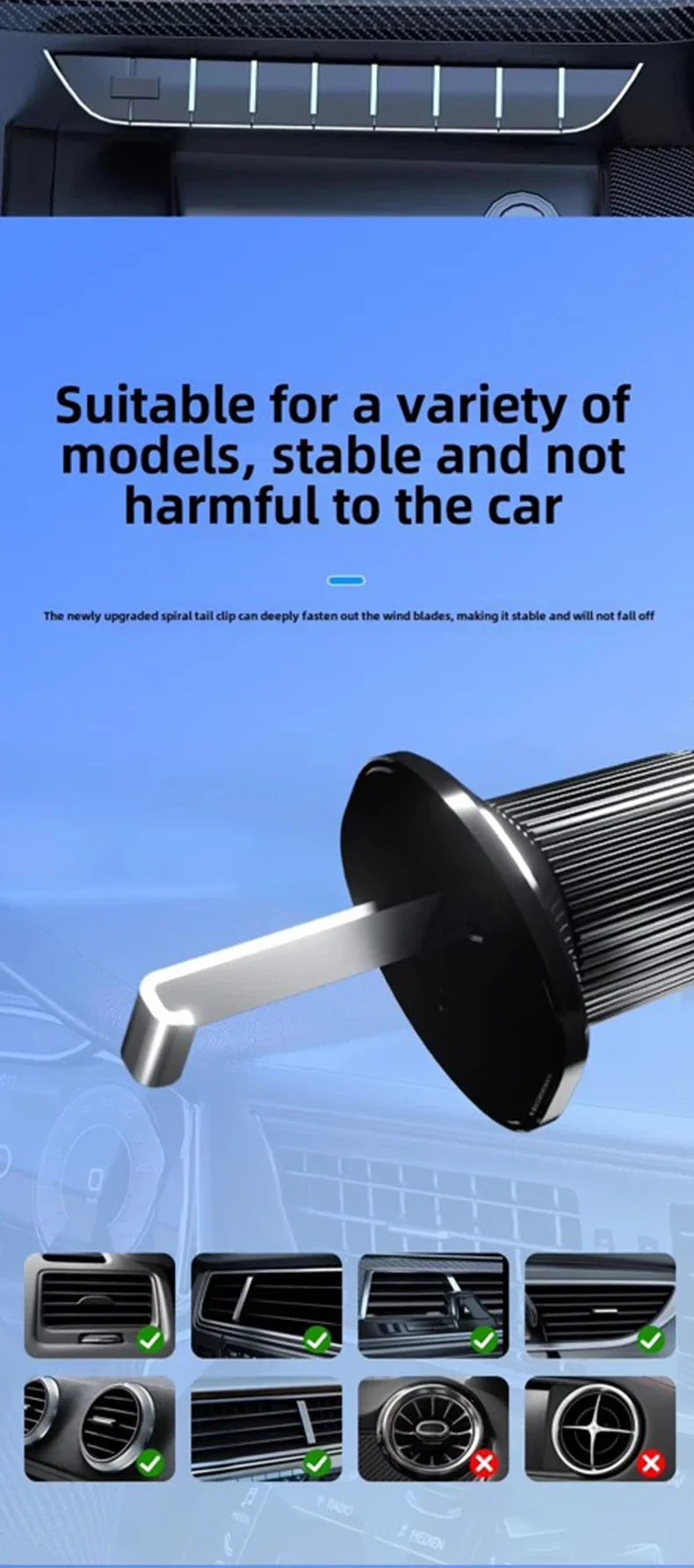 Wireless Car Charger Vent Mount - Qi Certified Fast Charging Tidesmit