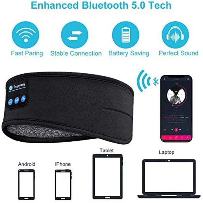 Bluetooth Sleep Headphones Mask - Soft Cotton Wireless Sleep Mask Tidesmit