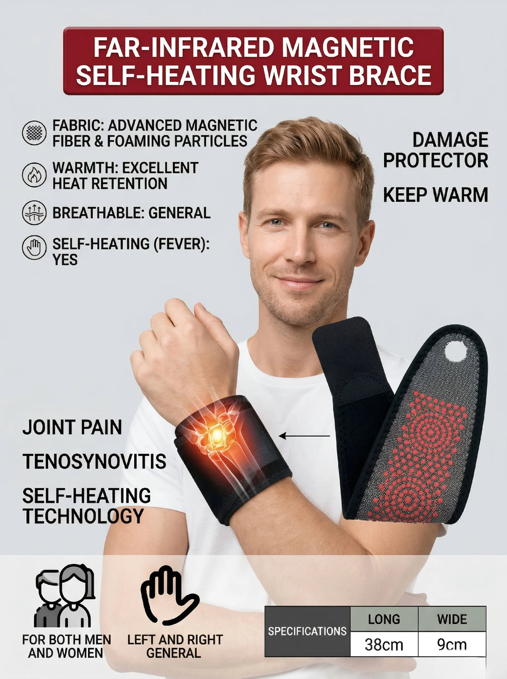 Adjustable Compression Wrist Support Brace Breathable & Comfortable Wrist Brace for Daily Wear Wrist Brace with Adjustable Strap
