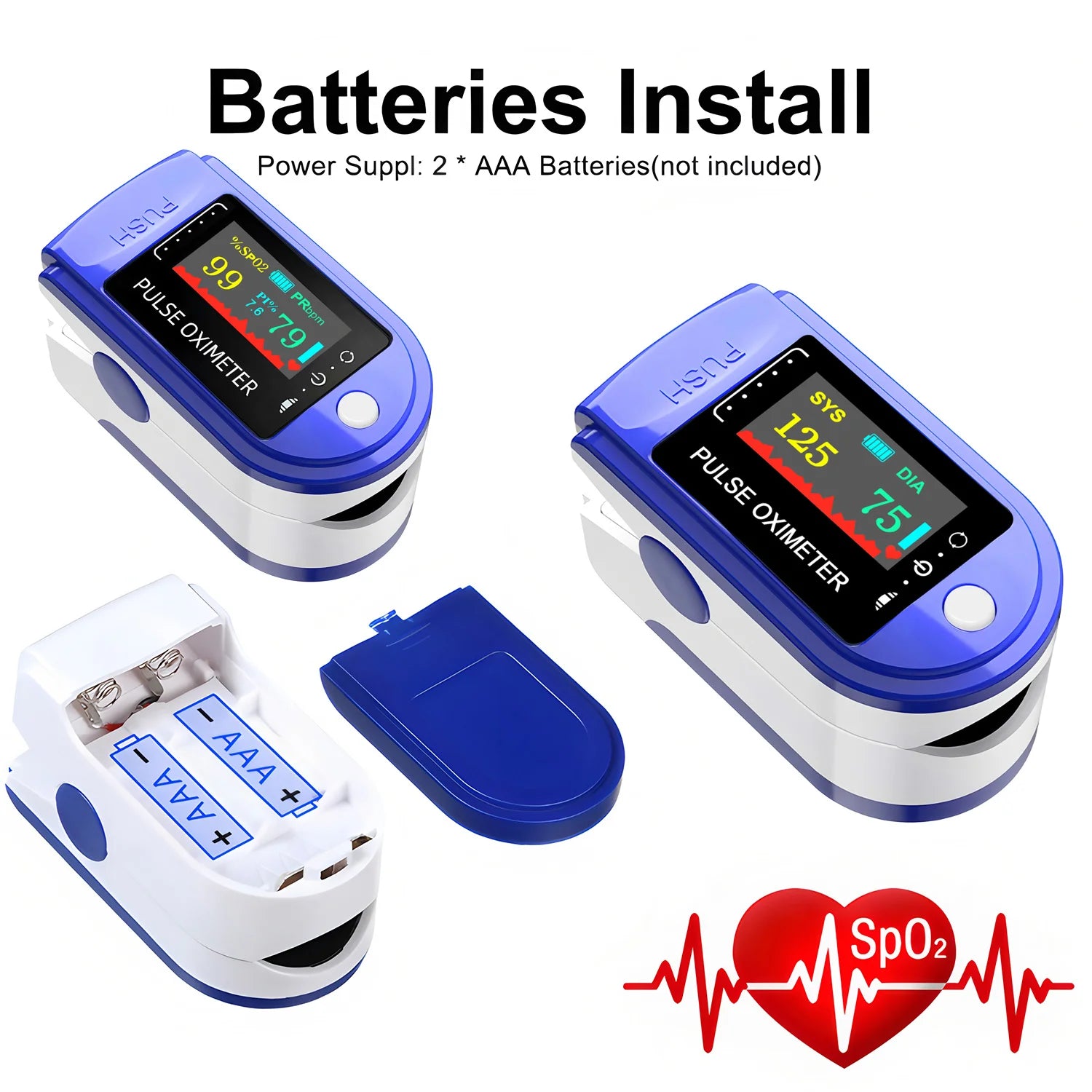 2 in 1 Digital Fingertip Pulse Oximeter & Blood Pressure Monitor Household OLED Screen Blood Oxygen Pressure Meter For Home Use