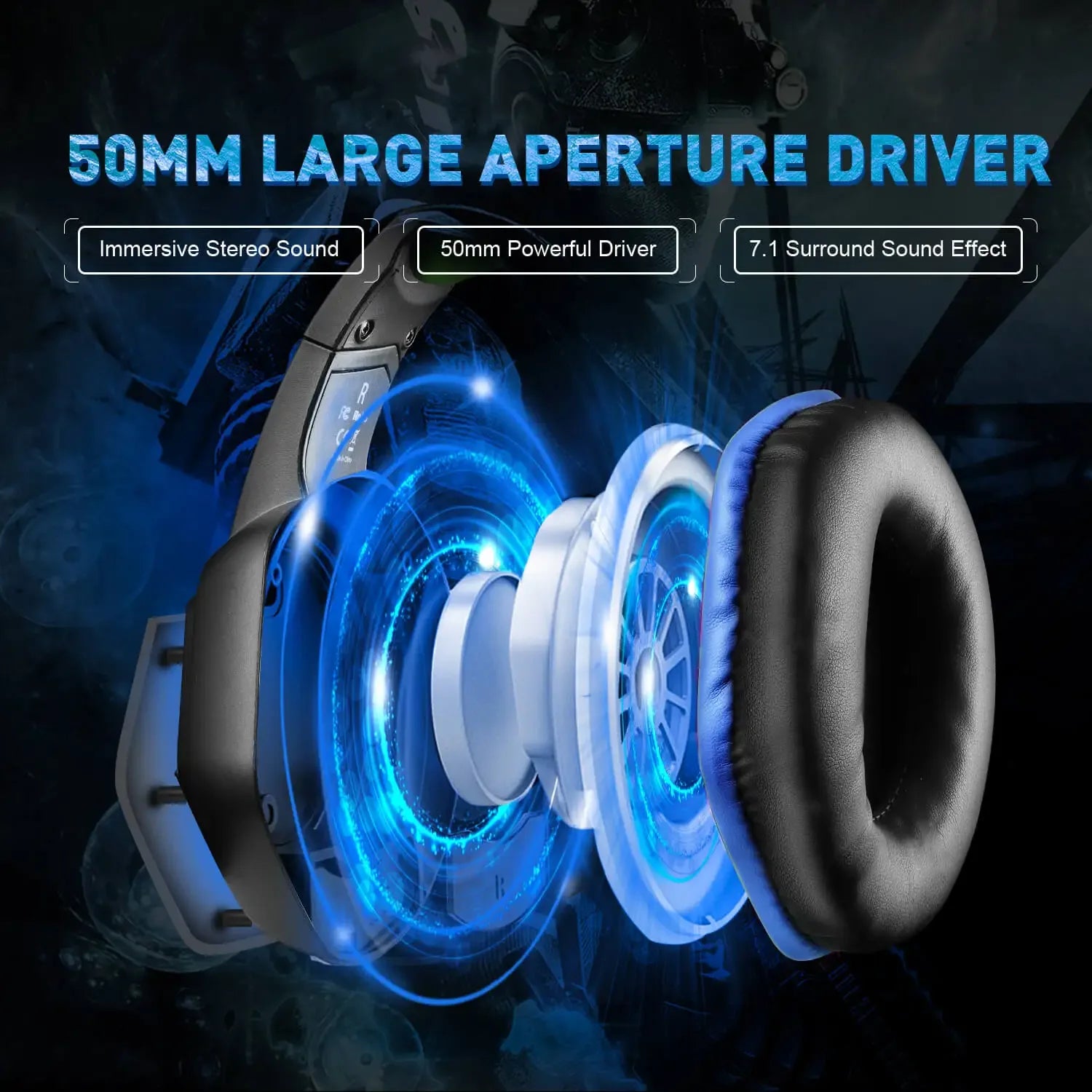 Tidesmit E1000 Gaming Headset with 7.1 Surround Sound - Wired Tidesmit