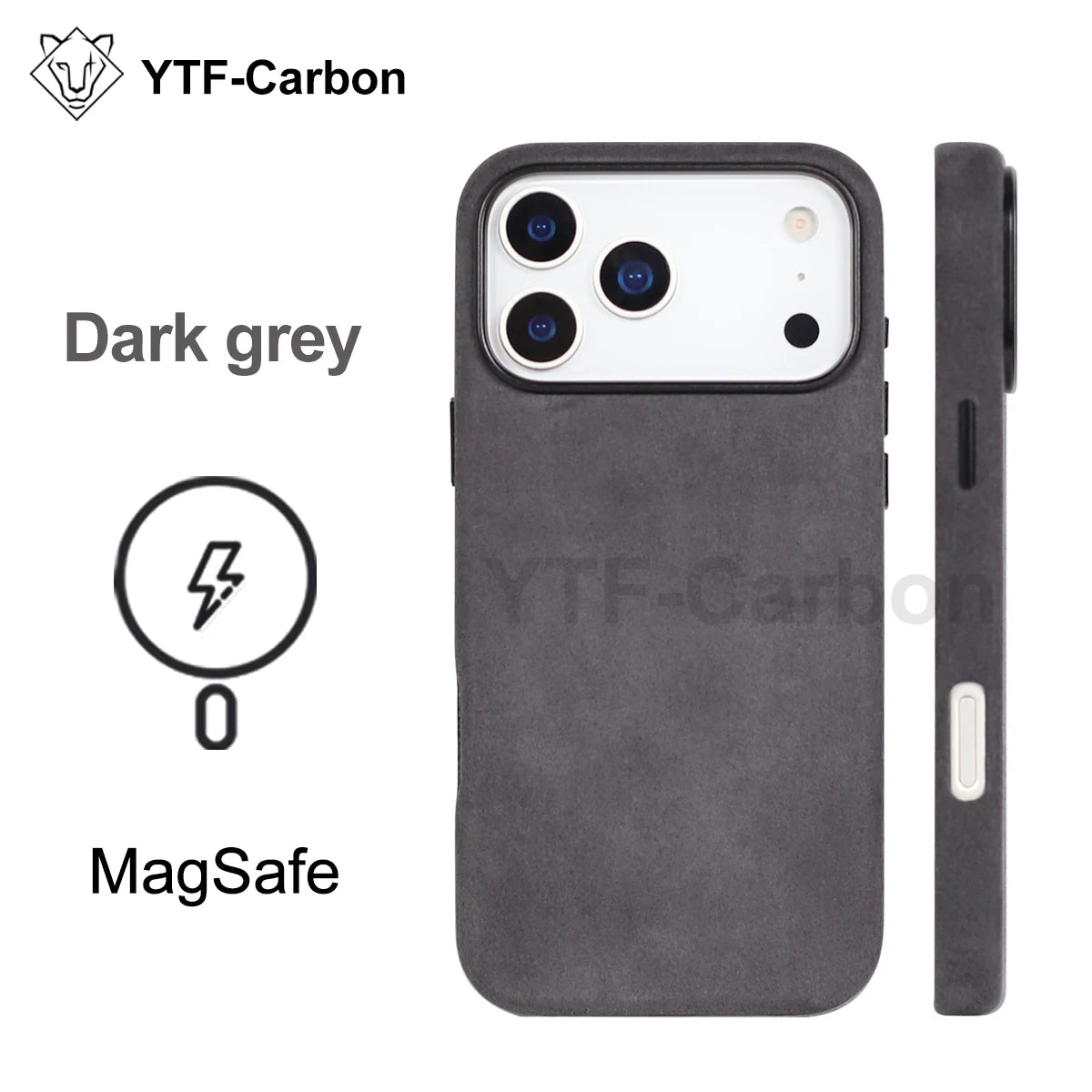 Alcantara Magnetic iPhone 17 Case: Slim Fit & Shock-Absorbing Cover Dark grey CN Tidesmit