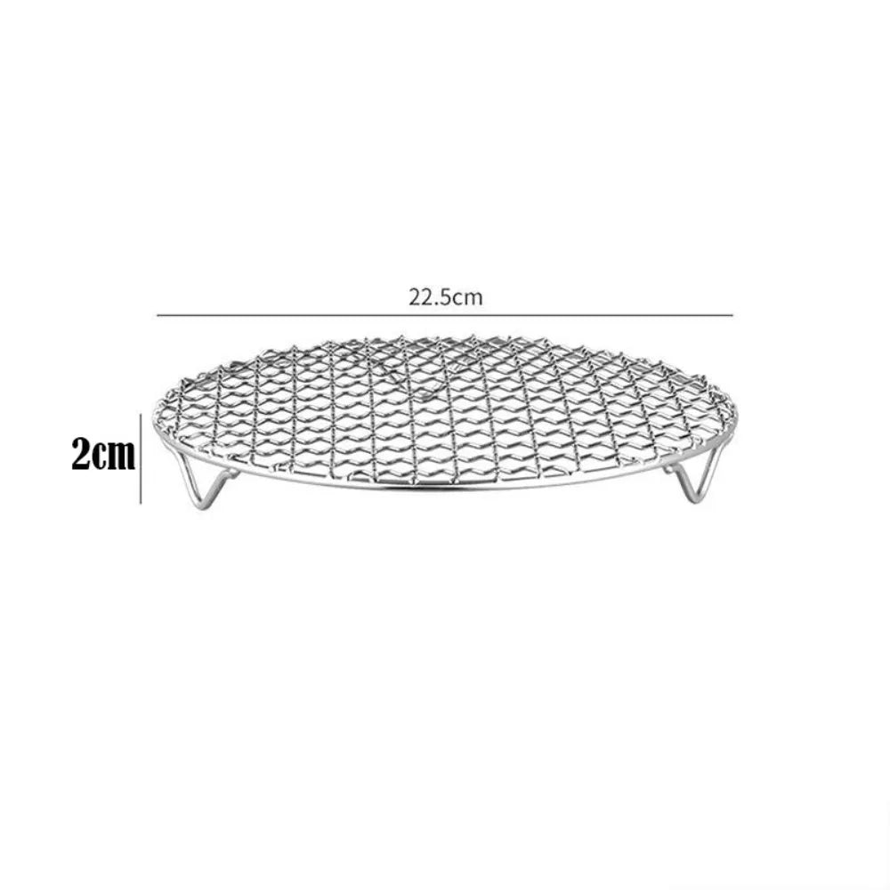 22.5cm stainless steel round grill rack with folding feet, 2cm height
