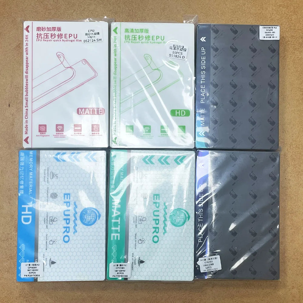 50PCS HD MATTE Privacy Blue Frosted Protection Flexible Hydrogel Film For Mobile Phone Screen Protective Film Cutting Machine