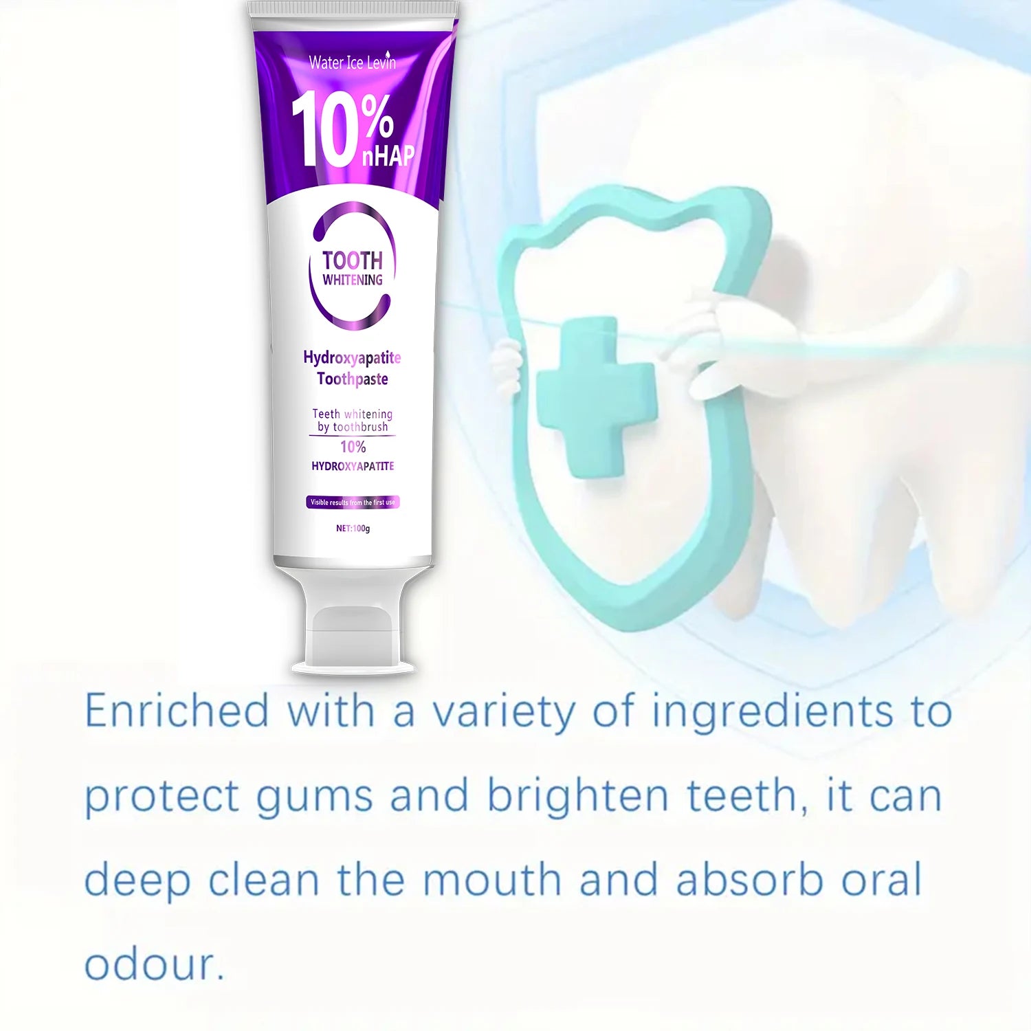 Tidesmit 10% Hydroxyapatite oxidative teeth whitening toothpaste and toothbrush set for fast enamel repair.