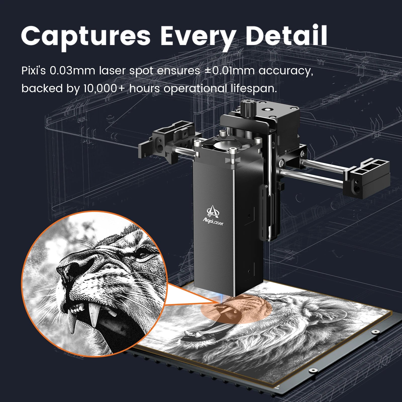 Algolaser PIXI 10W Mini Portable Woodworking Engraving Machine with Rotary Roller High Precision Engraver for DIY Hobby Craft
