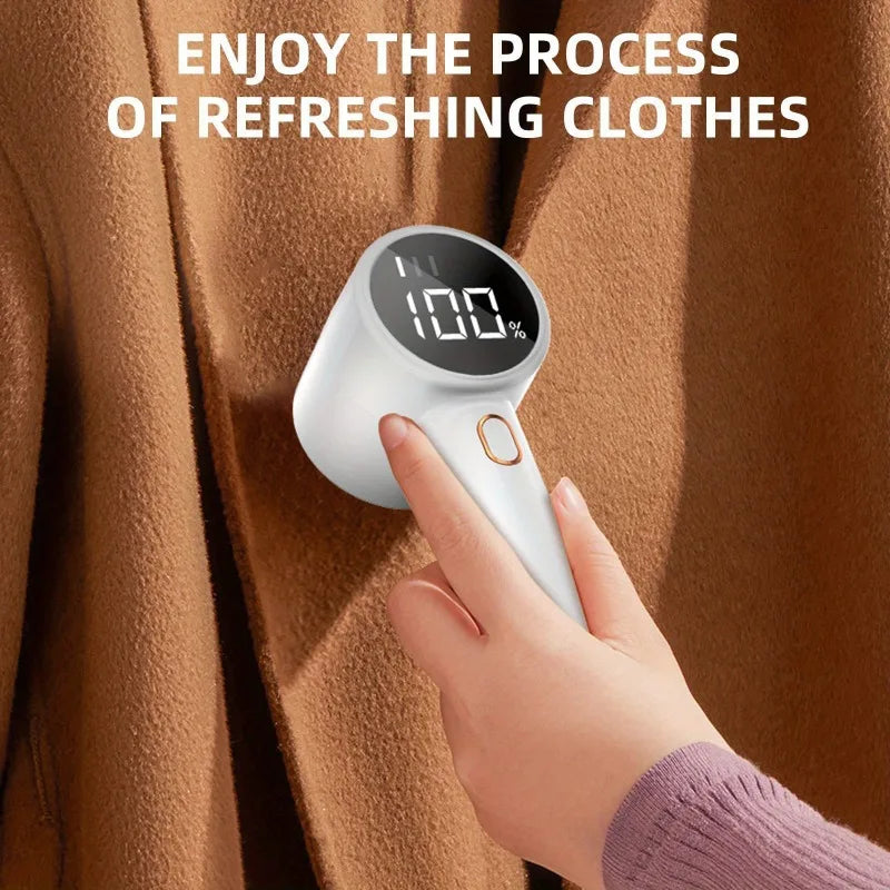 Tidesmit 6-blade USB rechargeable fabric shaver with LED display for easy clothes fuzz and lint removal