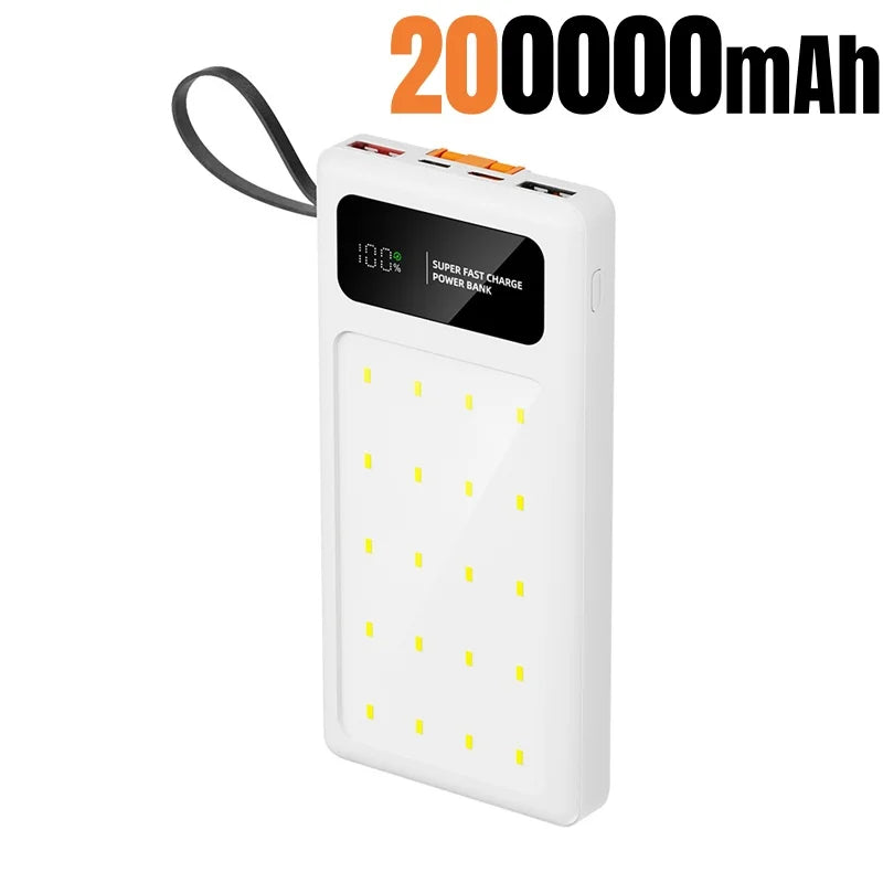 Tidesmit High Capacity Portable Power Bank with LED Camping Light White 200000mAh Tidesmit