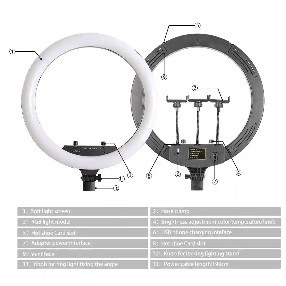 18 Inch RGB Ring Light with Tripod for Professional Content Creation Tidesmit