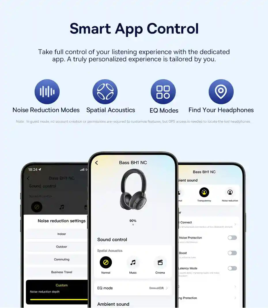 Wireless Headphones with Active Noise Cancellation & 120H Battery Tidesmit