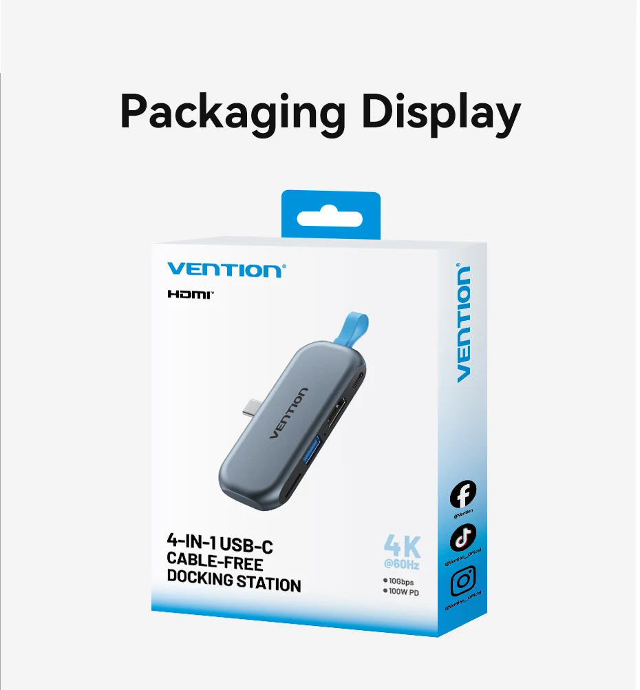 4 in 1 USB C Hub 4K 60Hz HDMI Adapter with 100W PD Power Delivery Tidesmit