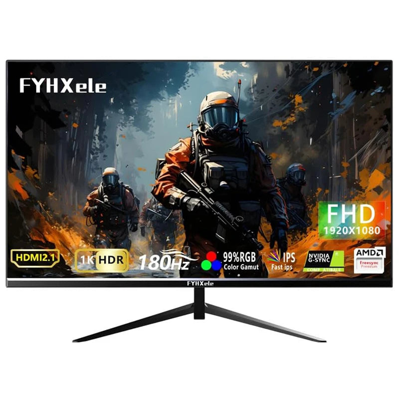 FYHXele 24Inch 180Hz Gaming Monitor FHD Computer Display 1ms Response Time Eye Care Screen LCD Support HDR G-Sync VESA