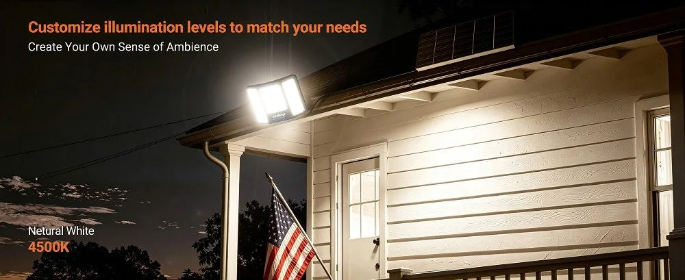 Outdoor Solar Flood Lights Dusk to Dawn 20000mAh Long Battery Life 3 Colors Floodlight With Super Large Solar Panel 16.4 FT Cable Security Spotlights Waterproof For Yard Garden Backyard Porch Driveway