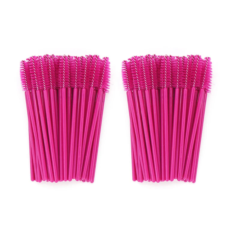 Disposable Eyelash Brushes for Extensions - Premium Soft Crystal Wands False Eyelashes 100pcs RoseRed Tidesmit