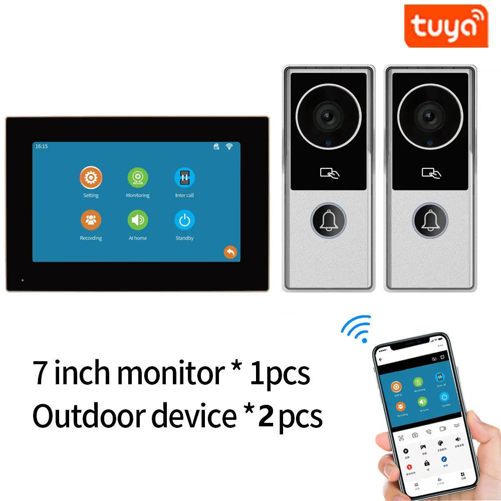 Wifi Tuya App Video Intercom 1080P Video Doorbell HD Camera for Apartment 7/10inch Touch Monitor one-key Unlock Motion Detection