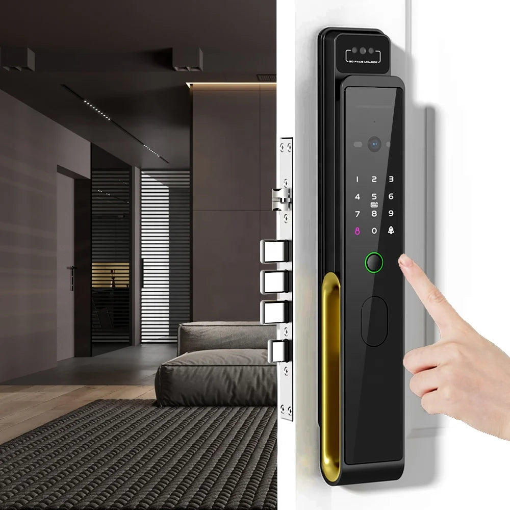 Lxy Home Wifi Fully Automatic 3D Face Recognition Smart Lock Face Security Fingerprint Code Card Key Camera Door Smart Locks