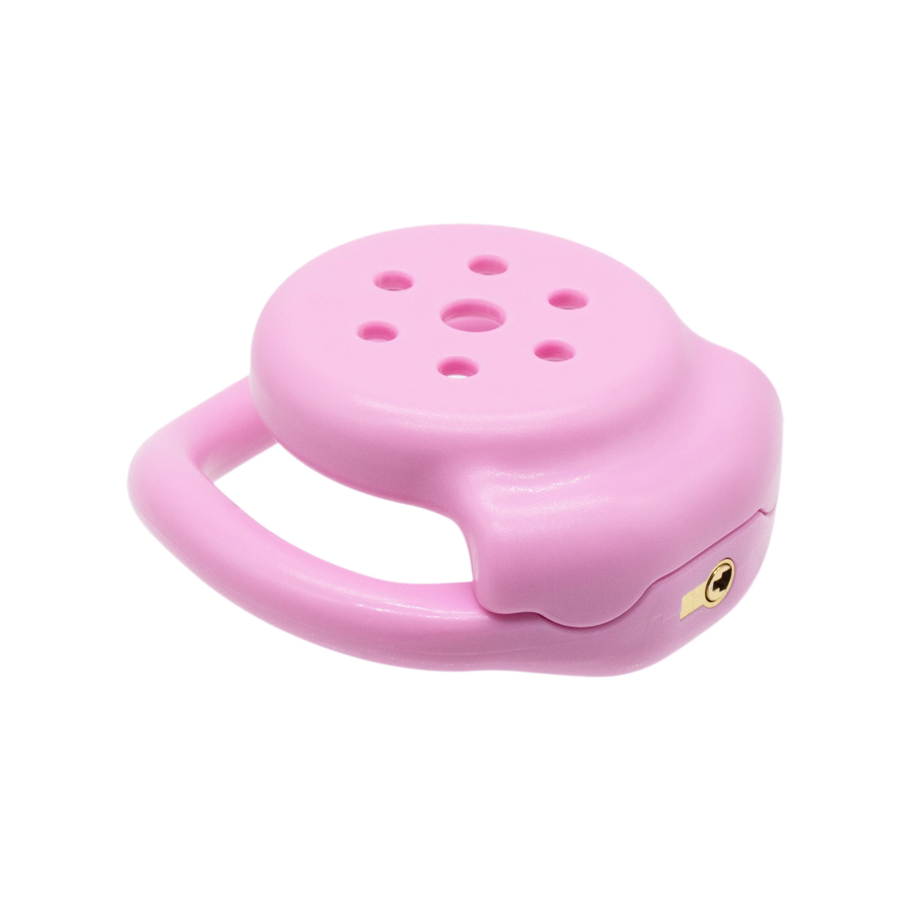 Tidesmit 6-hole flat chastity cage with secure internal lock for discreet male bondage and comfortable wear.