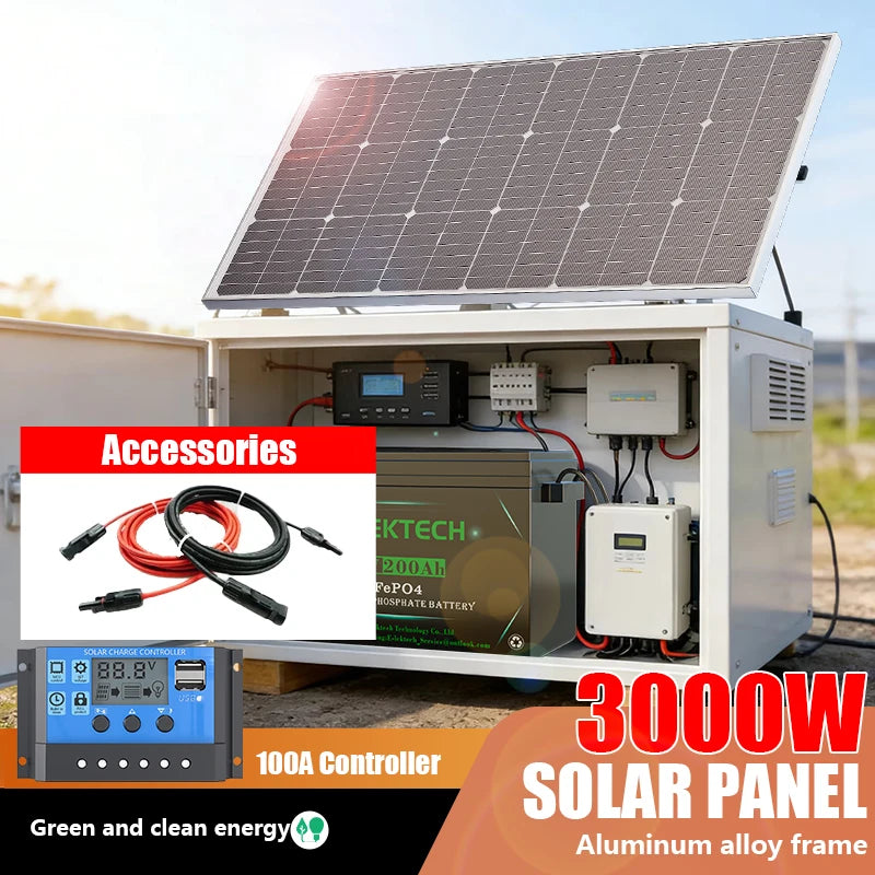 3000W Foldable Portable Monocrystalline Solar Panel 18V High Output Solar Generator for Home RV Camping Off Grid Energy