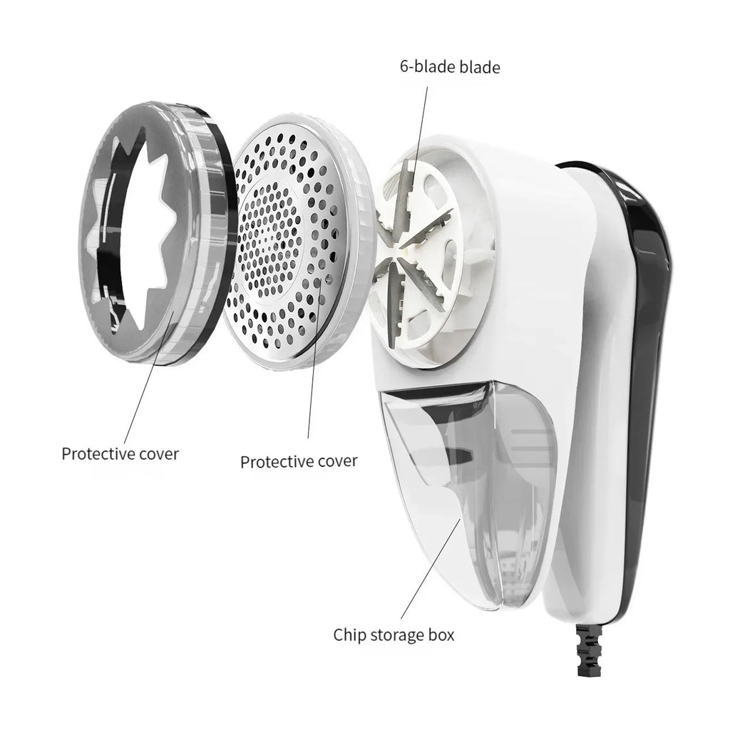 Tidesmit Zai Xiao electric fabric shaver for clothes showing detailed blade system and compact portable handle design