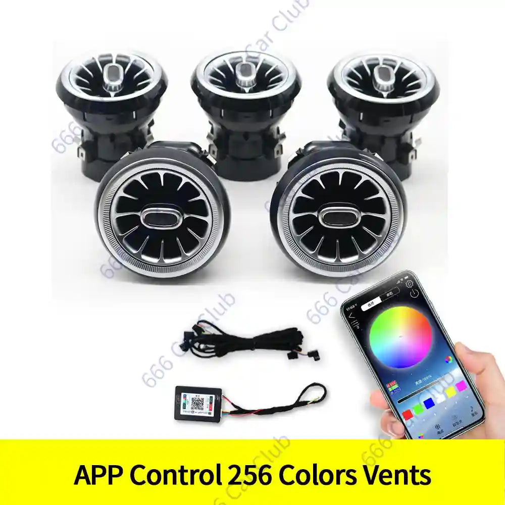 Mercedes-Benz Ambient LED Turbine Vents, 12-Color Interior Lighting Kit APP Vent CN Tidesmit