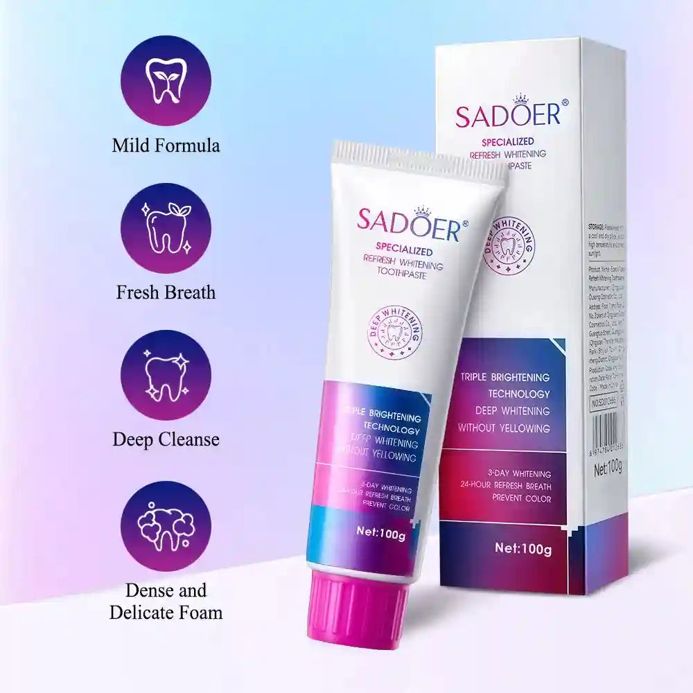 Tidesmit 3-pack teeth whitening toothpaste for sensitive teeth removes coffee, tea, and wine stains.