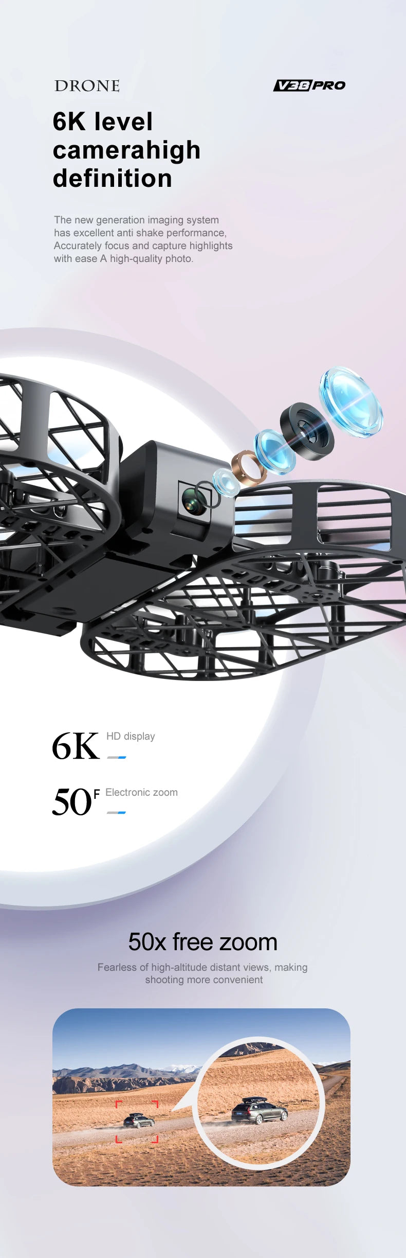 Foldable 6K Camera Drone with WiFi FPV and Headless Mode - Tidesmit V38 Tidesmit