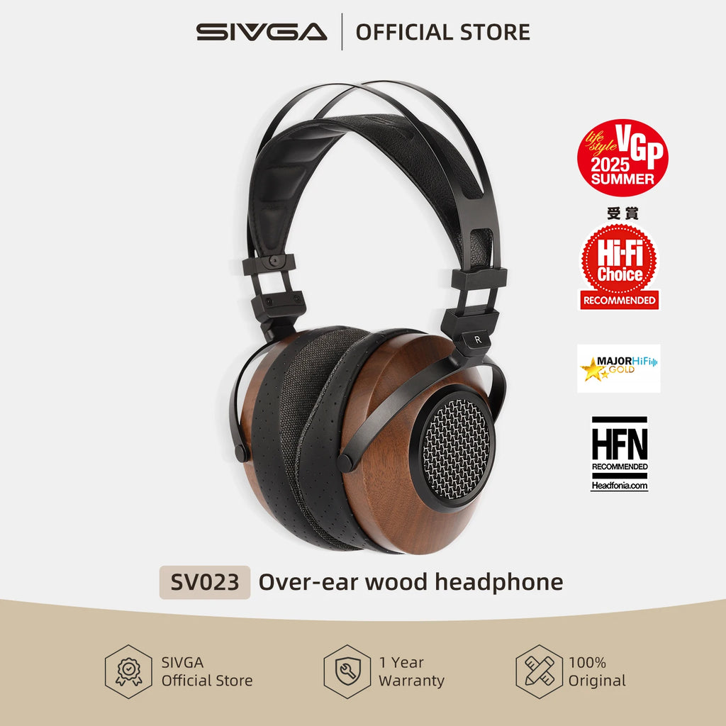 SIVGA SV023 Open Back Headphones | Walnut Wood 50mm Studio Monitor Drivers Tidesmit
