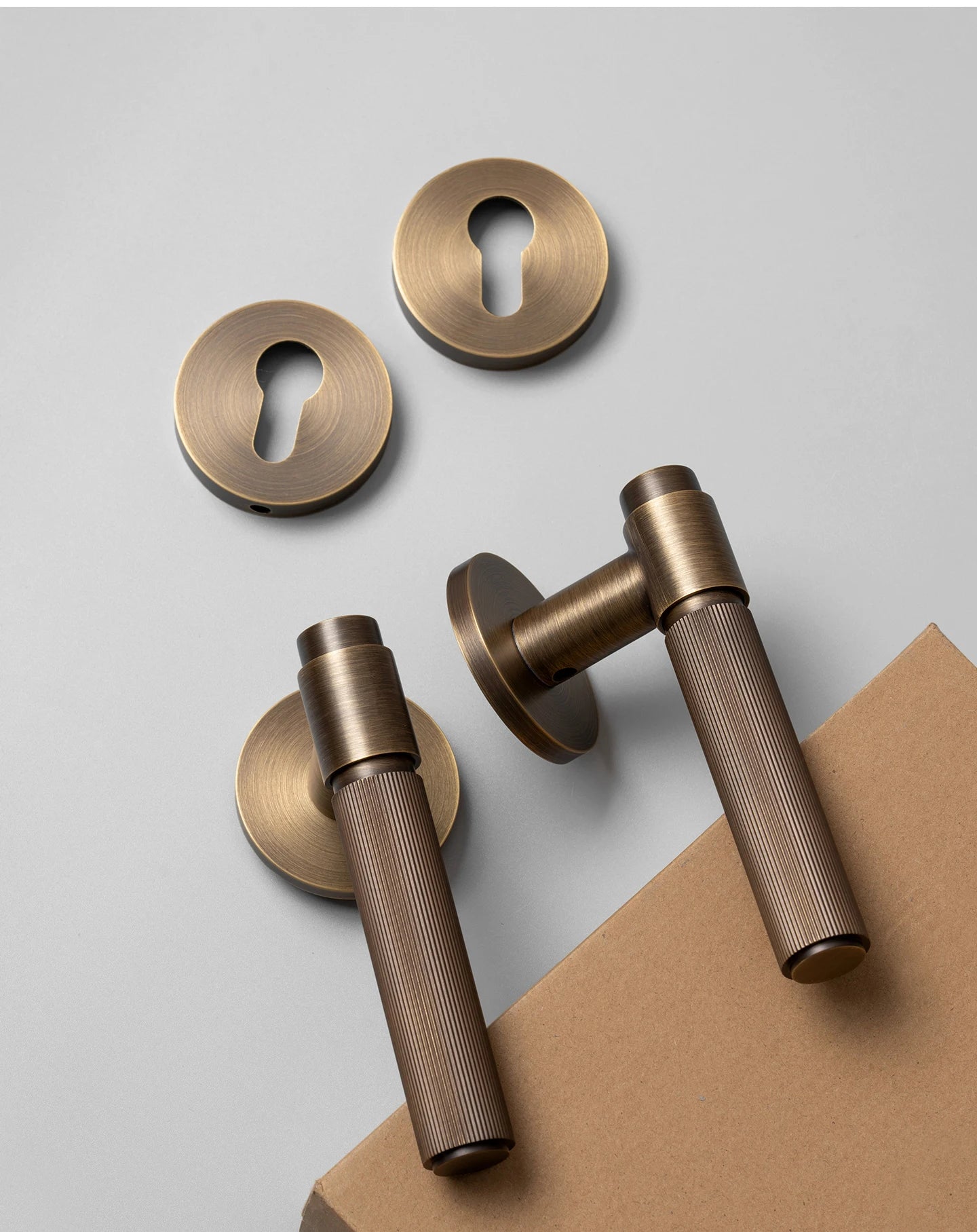 DOOROOM Brass Door Lock Set Modern Stripe Antique Bronze Interior Door Lock Decorative Lock Privacy Lock Passage Lock
