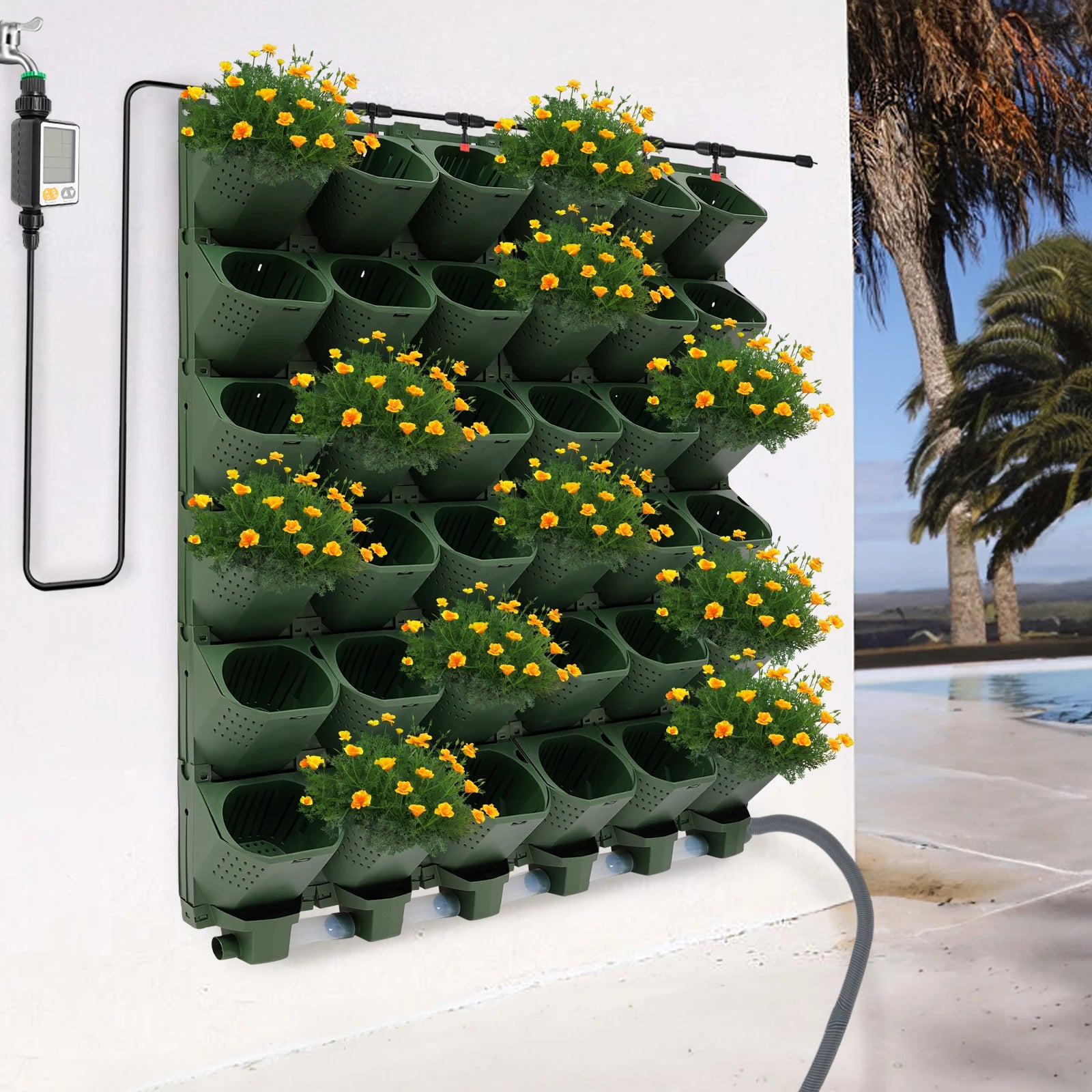 36 Cups Vertical Wall Planter Kit W/Auto Drip Irrigation Smart Timer & LCD Display Home Garden Grow Bag Garden Planter