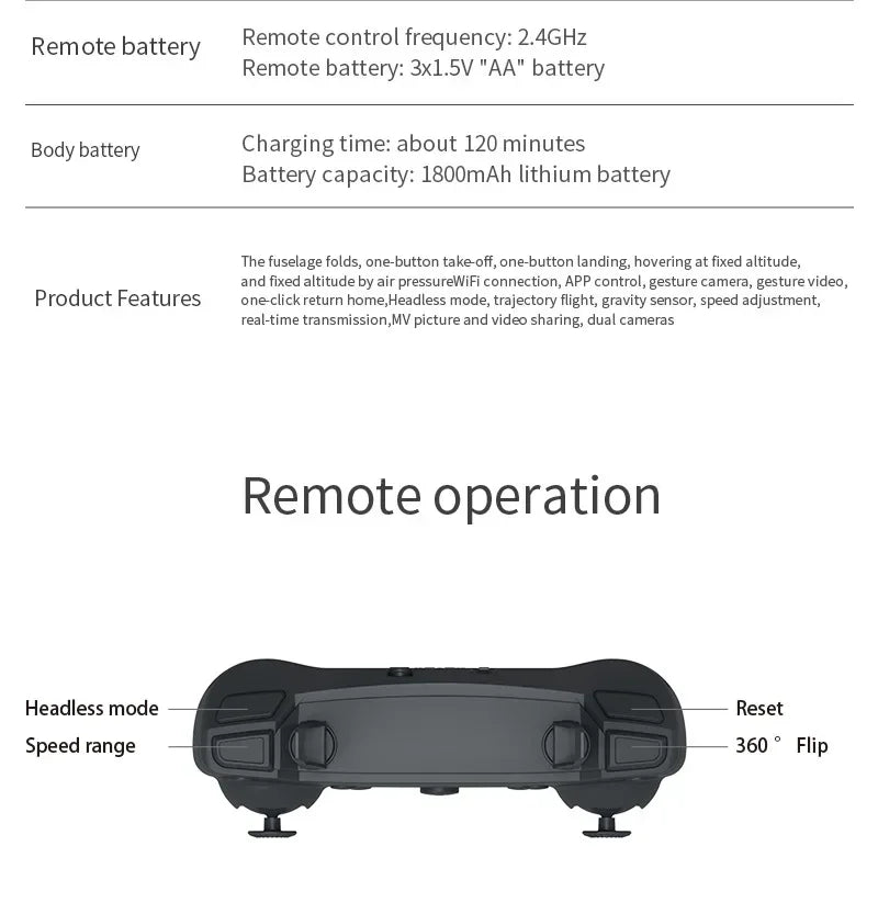 4K Camera Drone Foldable Quadcopter with Dual Wide Angle Lens Tidesmit