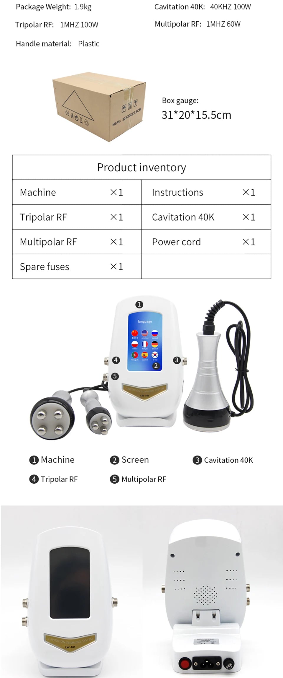 40K Ultrasonic Cavitation Body Slimming Machine - EU Certified Device Body Shaping Massage Equipment Tidesmit