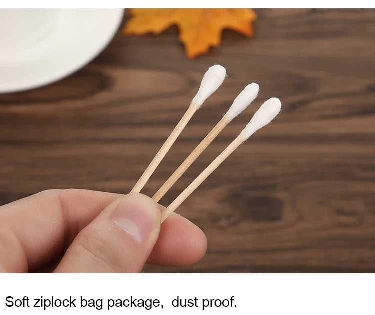 Double Head Cotton Swabs 500 Pcs for PMU Machines - Wood Sticks Permanent Makeup Machines Tidesmit