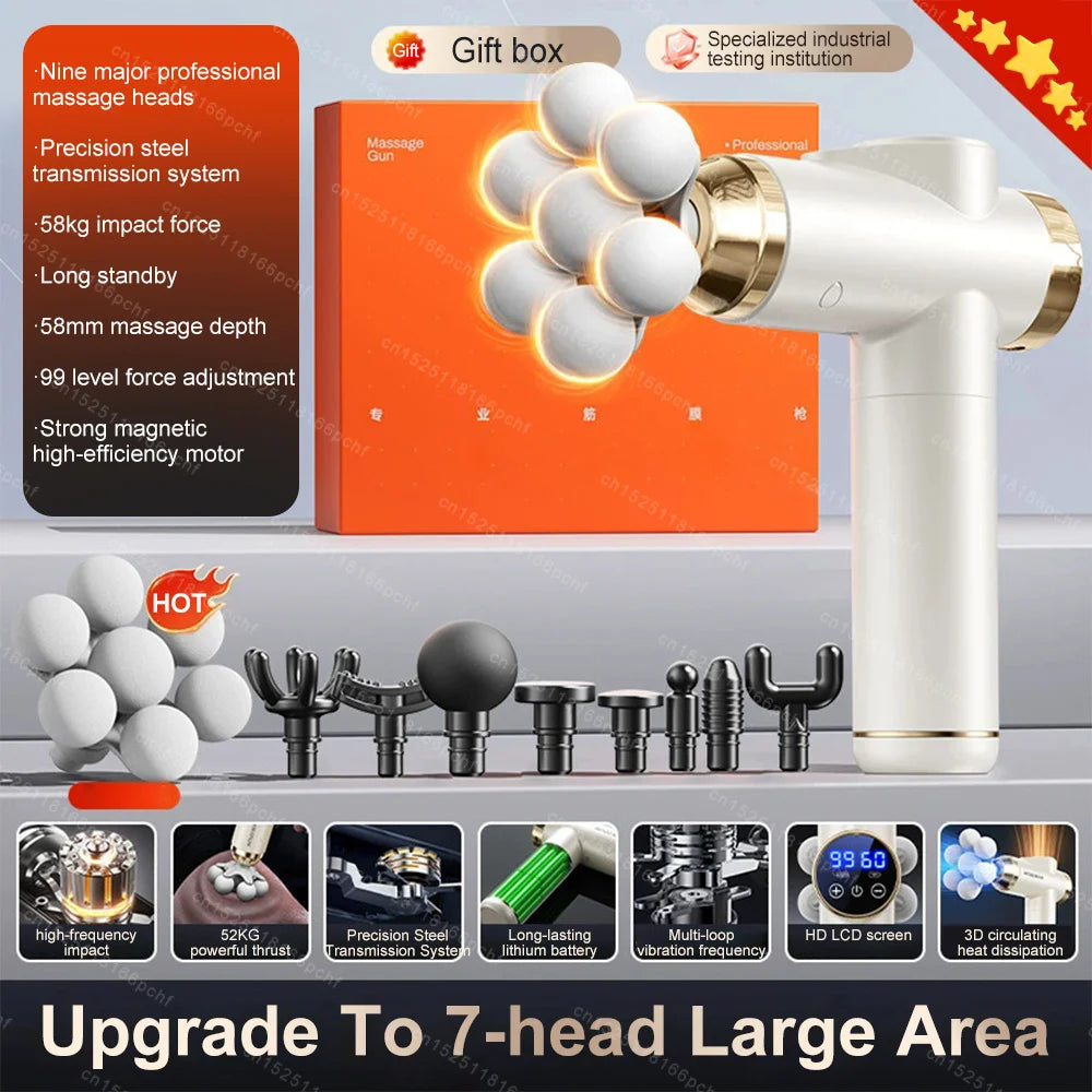 Tidesmit Electric Massage Gun | 99 Levels | Deep Tissue Recovery Fascia Gun White Set Tidesmit