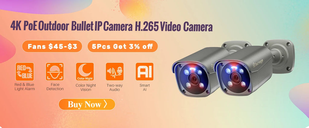 Techage 8MP POE IP Camera Dual Lens HD CCTV Video Smart AI Outdoor Audio Auto Tracking PTZ  Camera Surveillance Security System