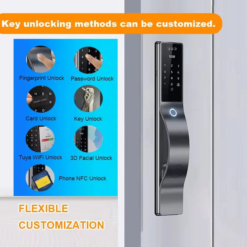 Tuya Smart Locks 3D Face Recognition Smart Door Lock With Camera WIFI Biometric Fingerprint Security Fully Automatic Door Locks