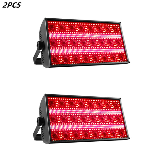 LED strobe beam light, red illuminated panel with black housing and side knob mount
