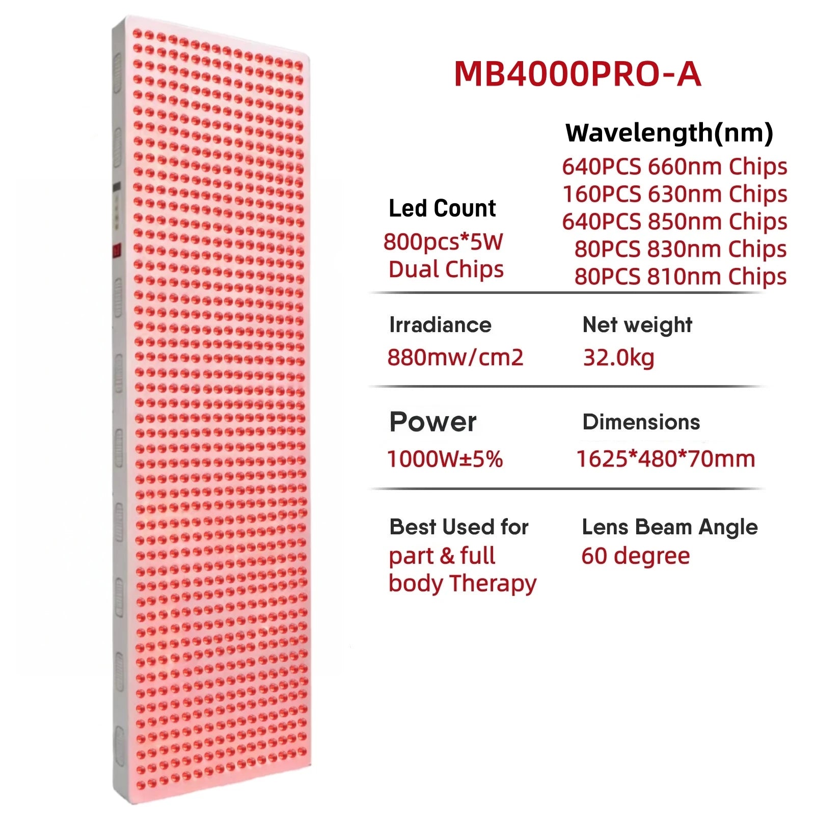 Elite Grade Red Light Therapy Panel For Face Body Dual Chip 630nm 660nm Red 810nm 830nm 850nm Near Infrared LED Beauty Devices