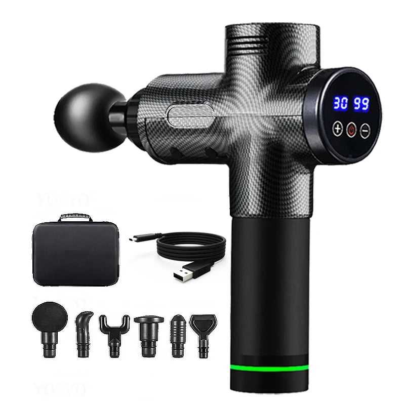 Deep Tissue Massage Gun - Portable Percussion Muscle Recovery Tool Relaxation Treatment New-TypeC-Fiber Type C Charge