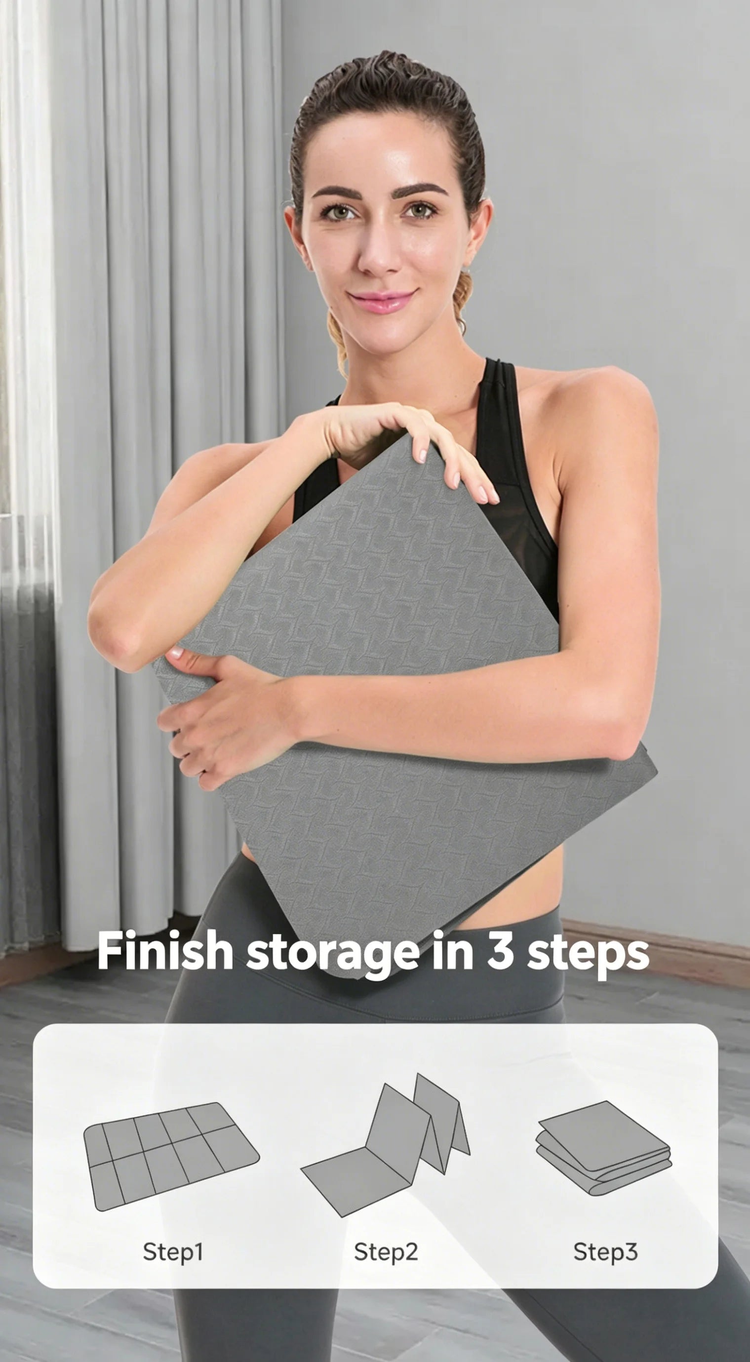 Yoga Mat 6/8mm Thickness Foldable TPE Exercise Mat For Travel Yoga Pilates Home Floor Workouts Gymnastics Mat Fitness Equipment