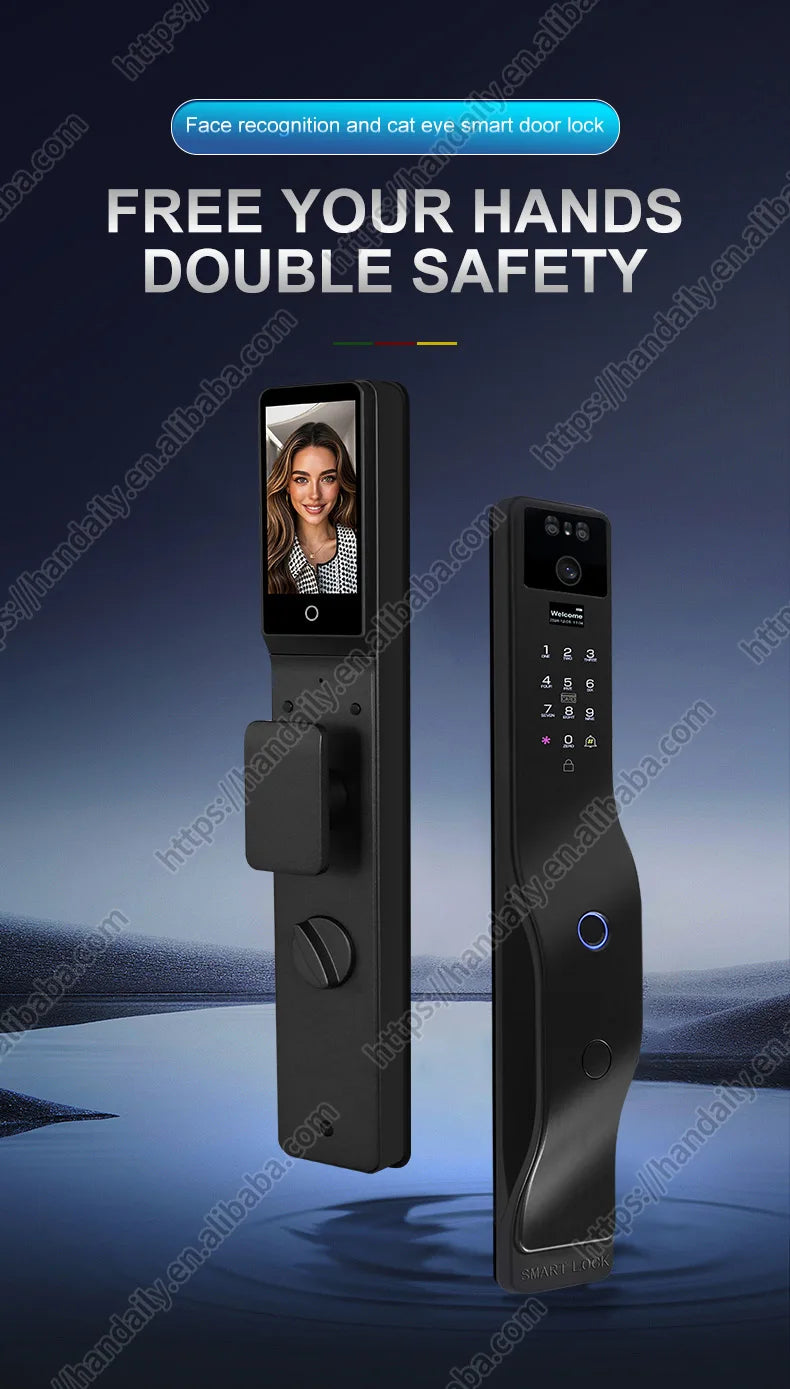 Face Recognition Smart Door Lock Israel Mortise Wifi Fingerprint Cerradura Tuya Inteligente Digital Lock With Camera For Home