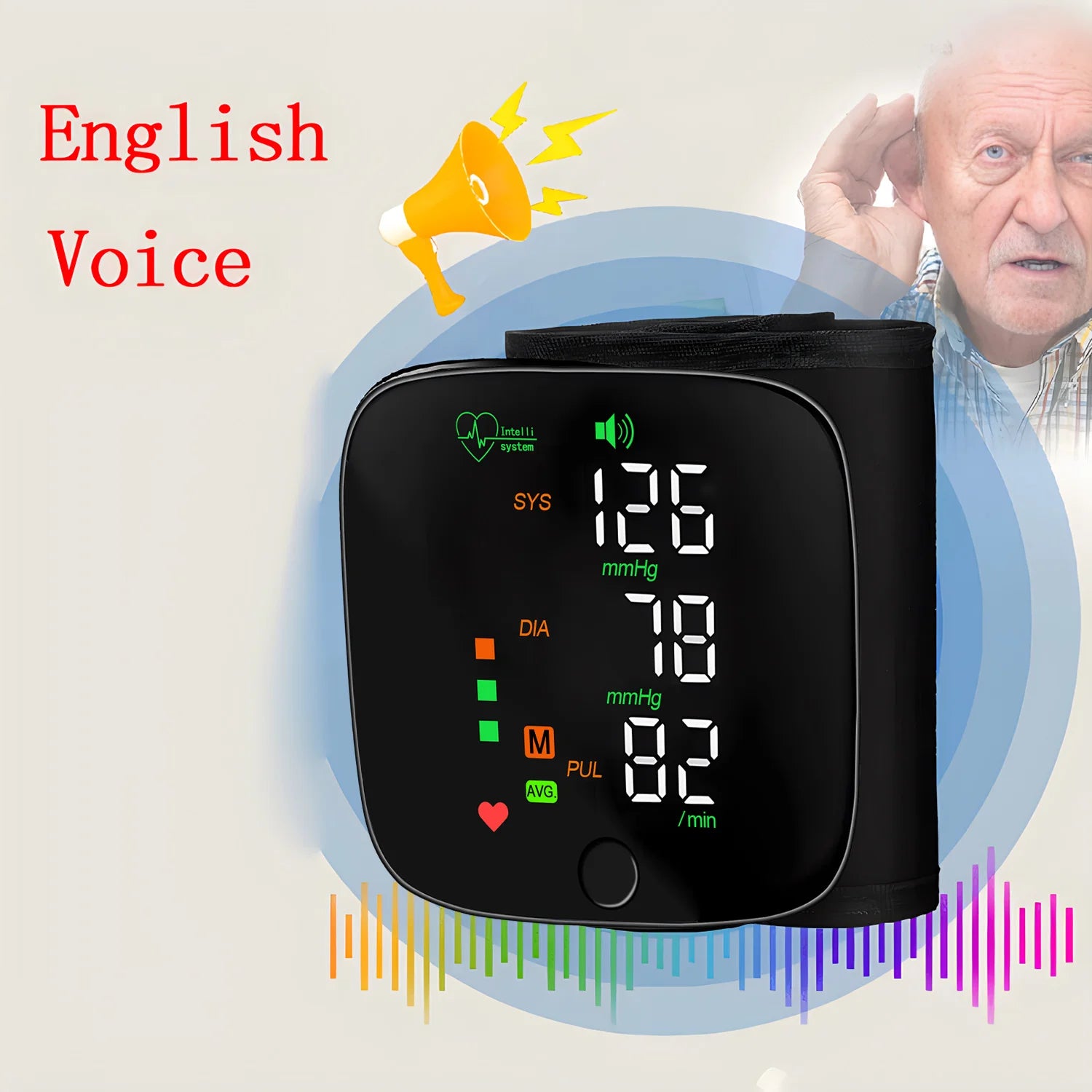 Rechargeable Wrist Blood Pressure Monitor Medical Russian/No Voice Digitlal Display Health Sphygmomanometer Tonometer