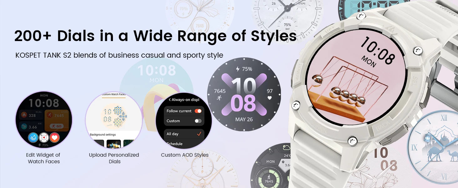 KOSPET TANK S2 GPS Smart Watch For Women Compass Altimeter Barometer Bluetooth Call AI Voice AMOLED IP69K Waterproof Smartwatch