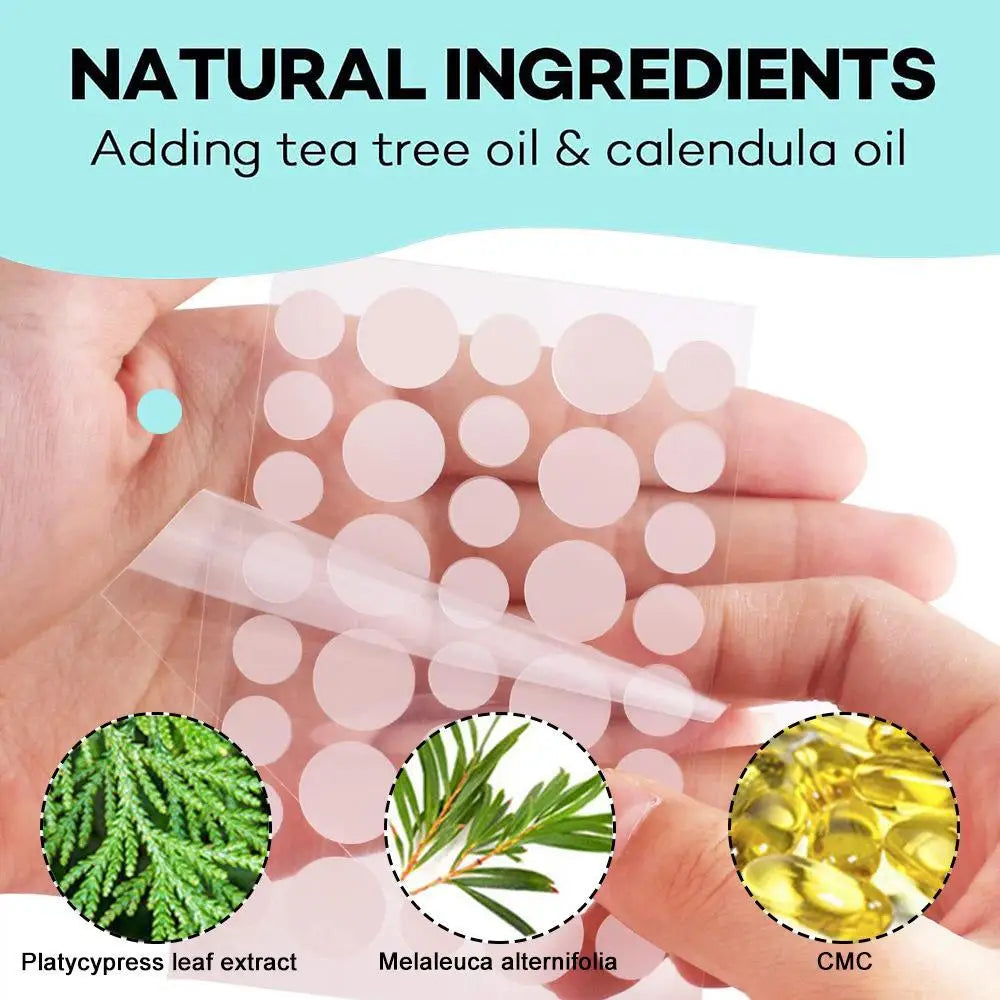 Invisible Pimple Patches for Face with Tea Tree Oil, 72/288 Counts Hydrocolloid Acne Pimple Patches Blemish Dots Patch Stickers