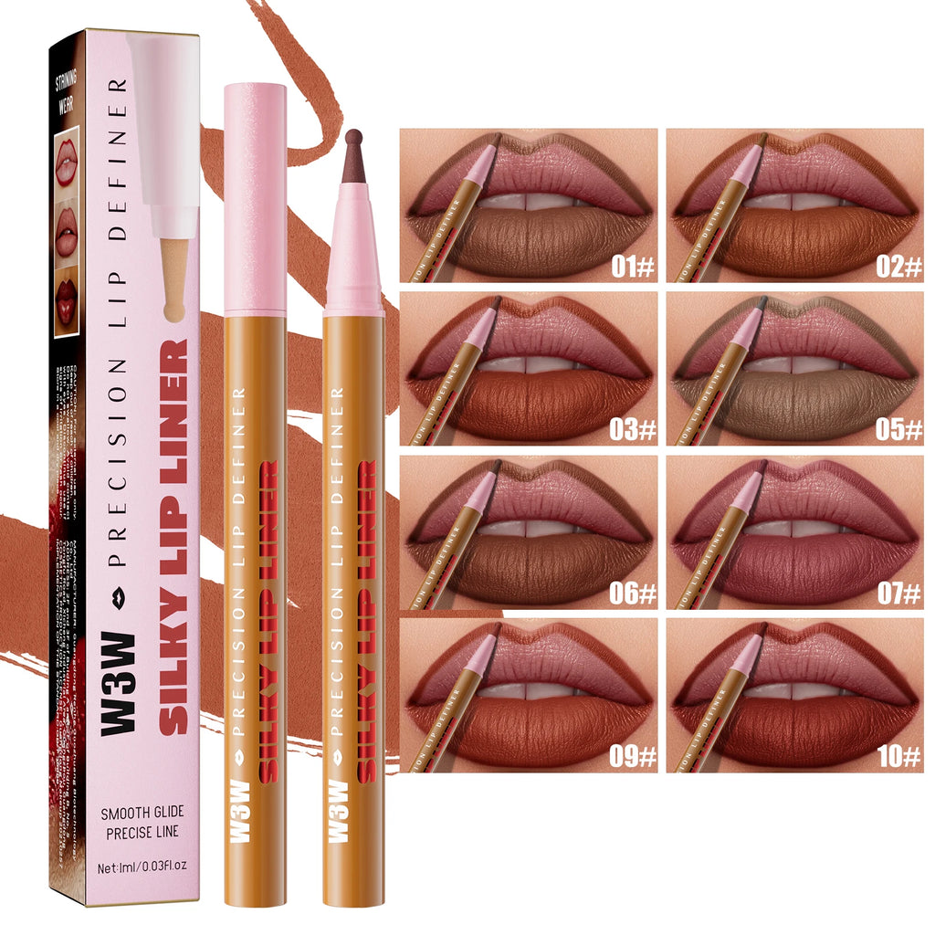 8-color waterproof matte lip liner pencil set with silky texture for precise, natural lip contouring and definition.