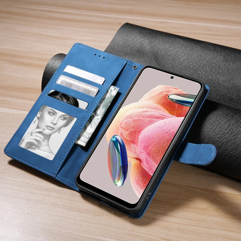 Redmi Note Wallet Case - Shock-Absorbing Leather Flip Cover Tidesmit